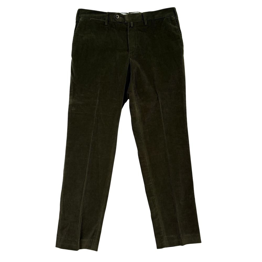 PT Torino Mens 34x30 Slim Fit Corduroy Pants Olive Green Stretch Trousers Adult